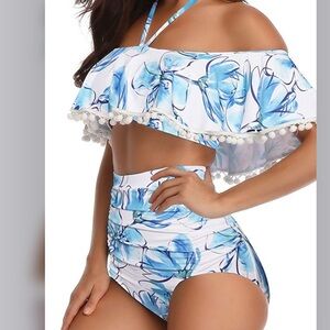 Heat Move Floral Off-Shoulder High Waist Bikini Set NWOT 3XL